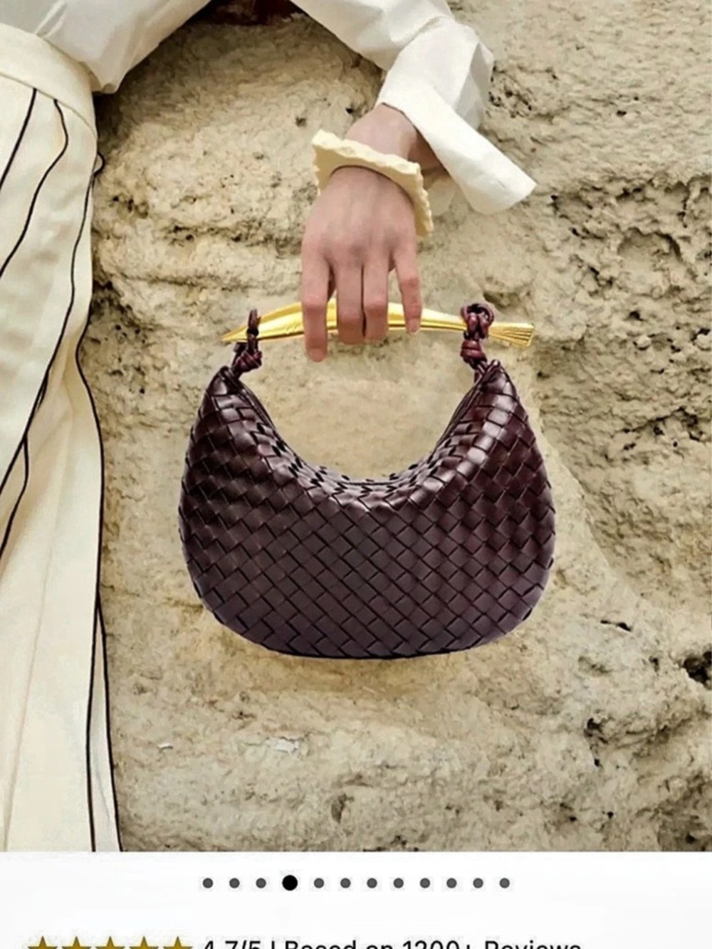 DUPE Bottega Veneta Sardine Top Handle Bag Woven Burgundy